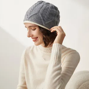 100% Cashmere Cozy and Stylish Cable Knit Beanie