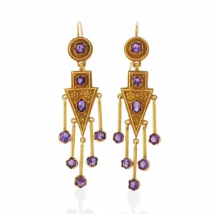 Antique 1860s Amethyst Fringe Earrings