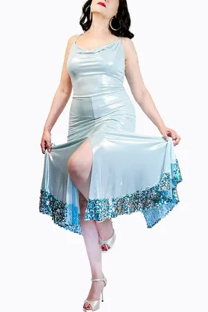 aqua blue & sequin STELLA tango dress with slits