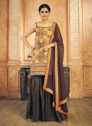 Art Silk Fabric Multi Color Sharara Salwar Suit With Dupatta