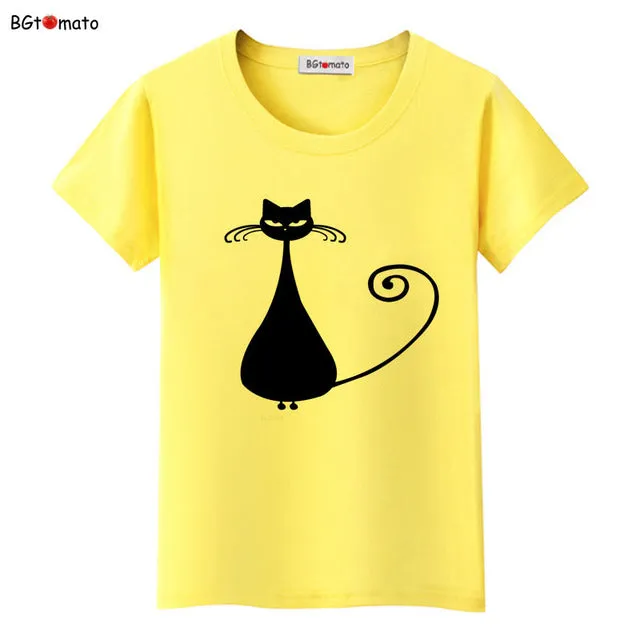 BGtomato super cool elegant cat T-shirts for women originality design fashion 3D shirts Brand good quality soft casual shirts