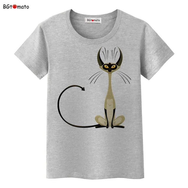 BGtomato super cool elegant cat T-shirts for women originality design fashion 3D shirts Brand good quality soft casual shirts