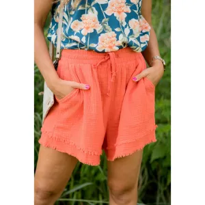 Bold Drawstring Fringe Trim Shorts