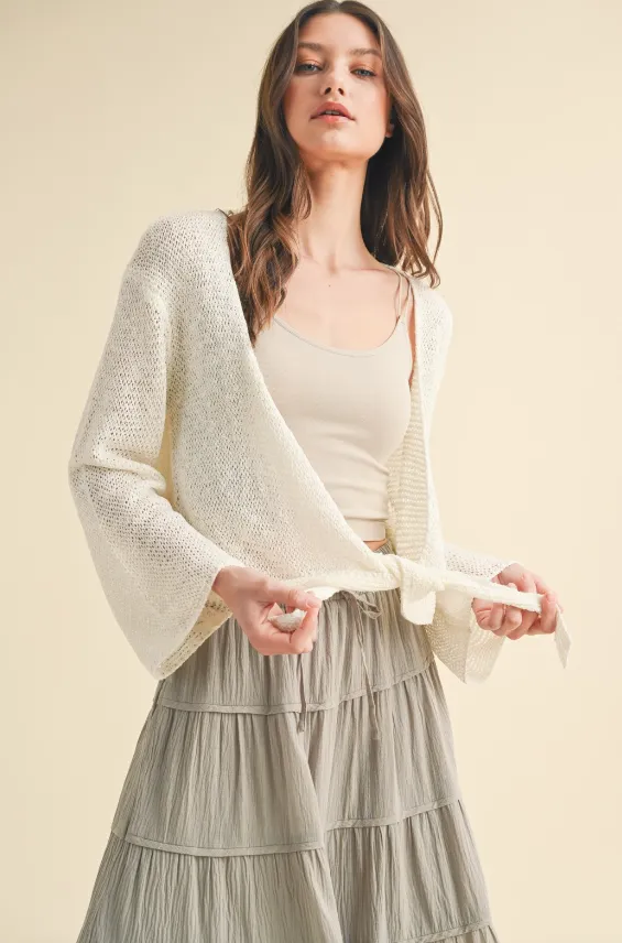 Brinley Open Knit Tie Cardigan