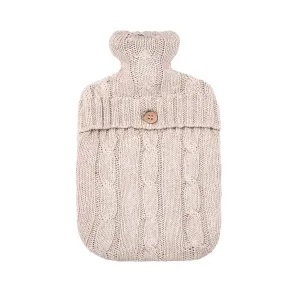 Cable Knit Hot Water Bottle & Cover, Linen