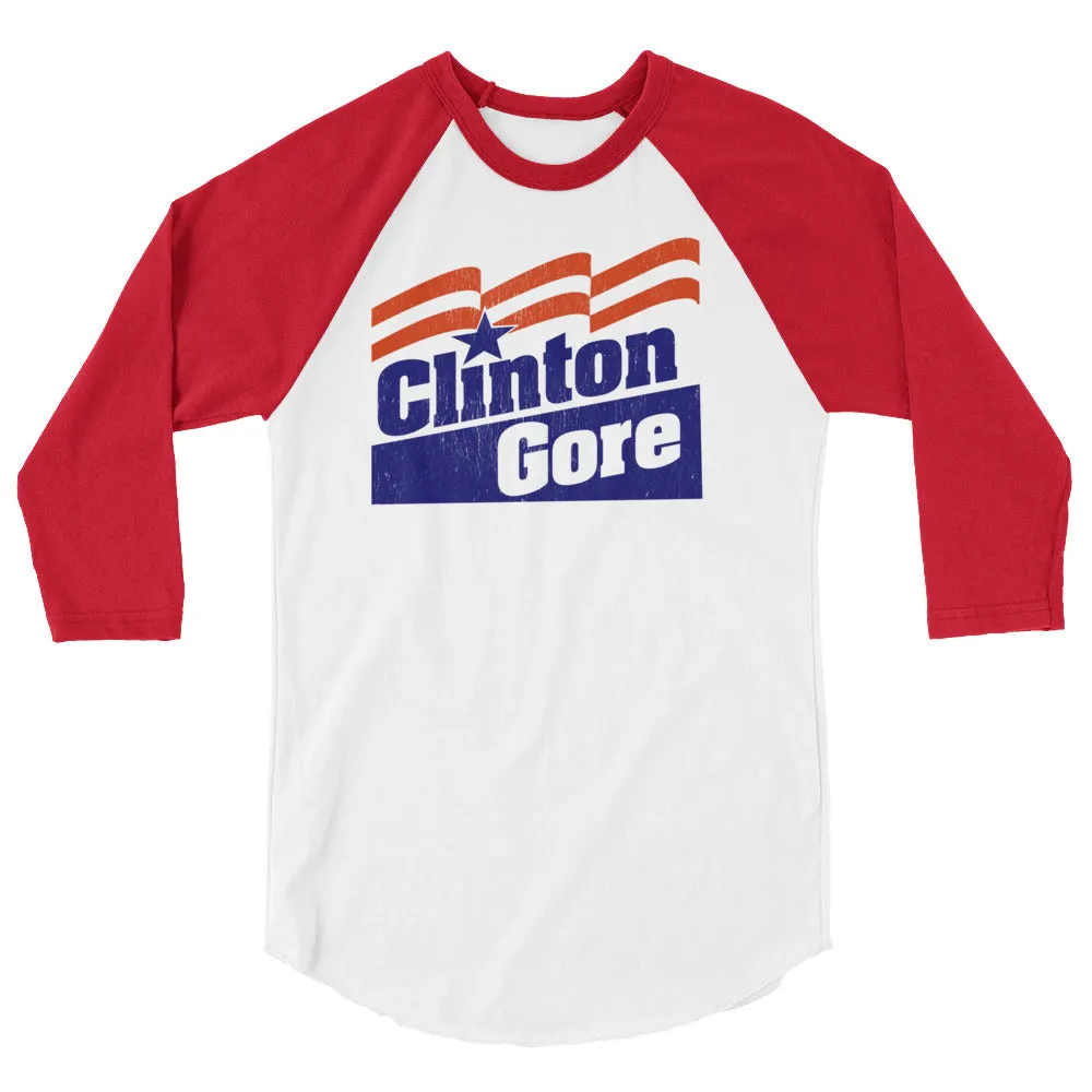 Clinton Gore 1992 Retro Campaign 3/4 sleeve Raglan Shirt