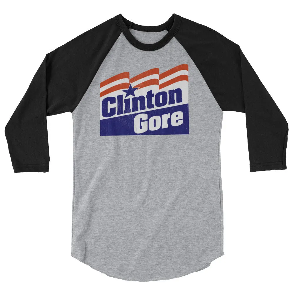 Clinton Gore 1992 Retro Campaign 3/4 sleeve Raglan Shirt