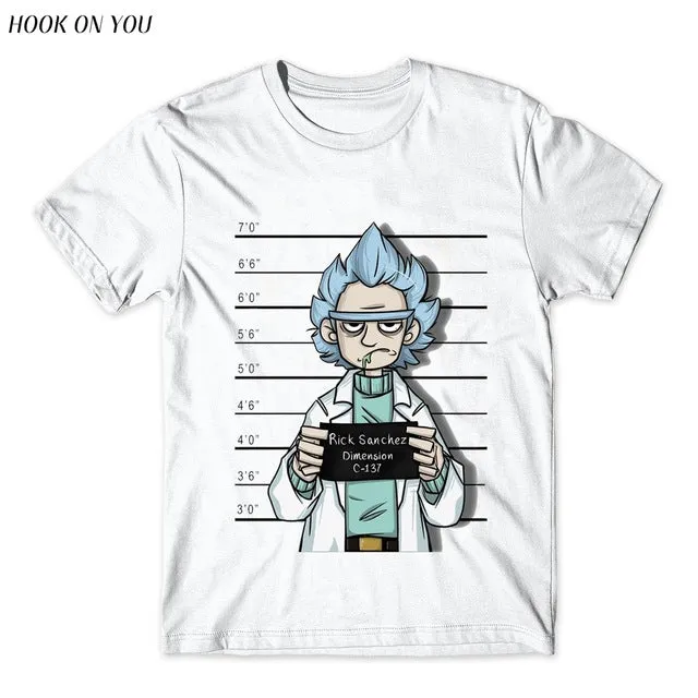 Cool Rick Morty men t shirt 2017 Summer Anime T-shirts Peace among worlds folk White Fitness Cartoon tee shirt homme