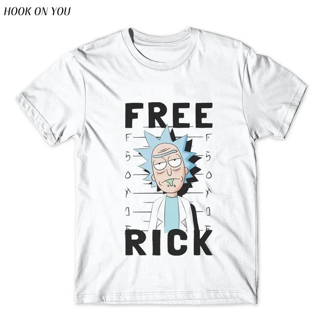 Cool Rick Morty men t shirt 2017 Summer Anime T-shirts Peace among worlds folk White Fitness Cartoon tee shirt homme