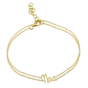 Double Chain Bold Name Bracelet