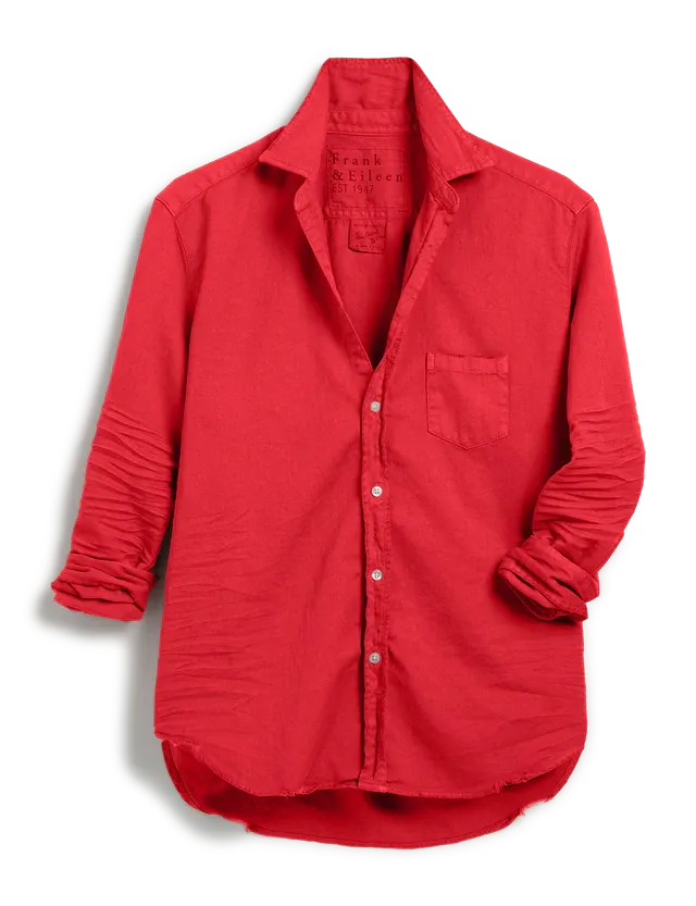 Eileen Relaxed Button-Up Shirt- Crimson