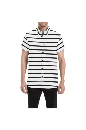 Horizontal Stripe Men's All Over Print Short Sleeve Shirt