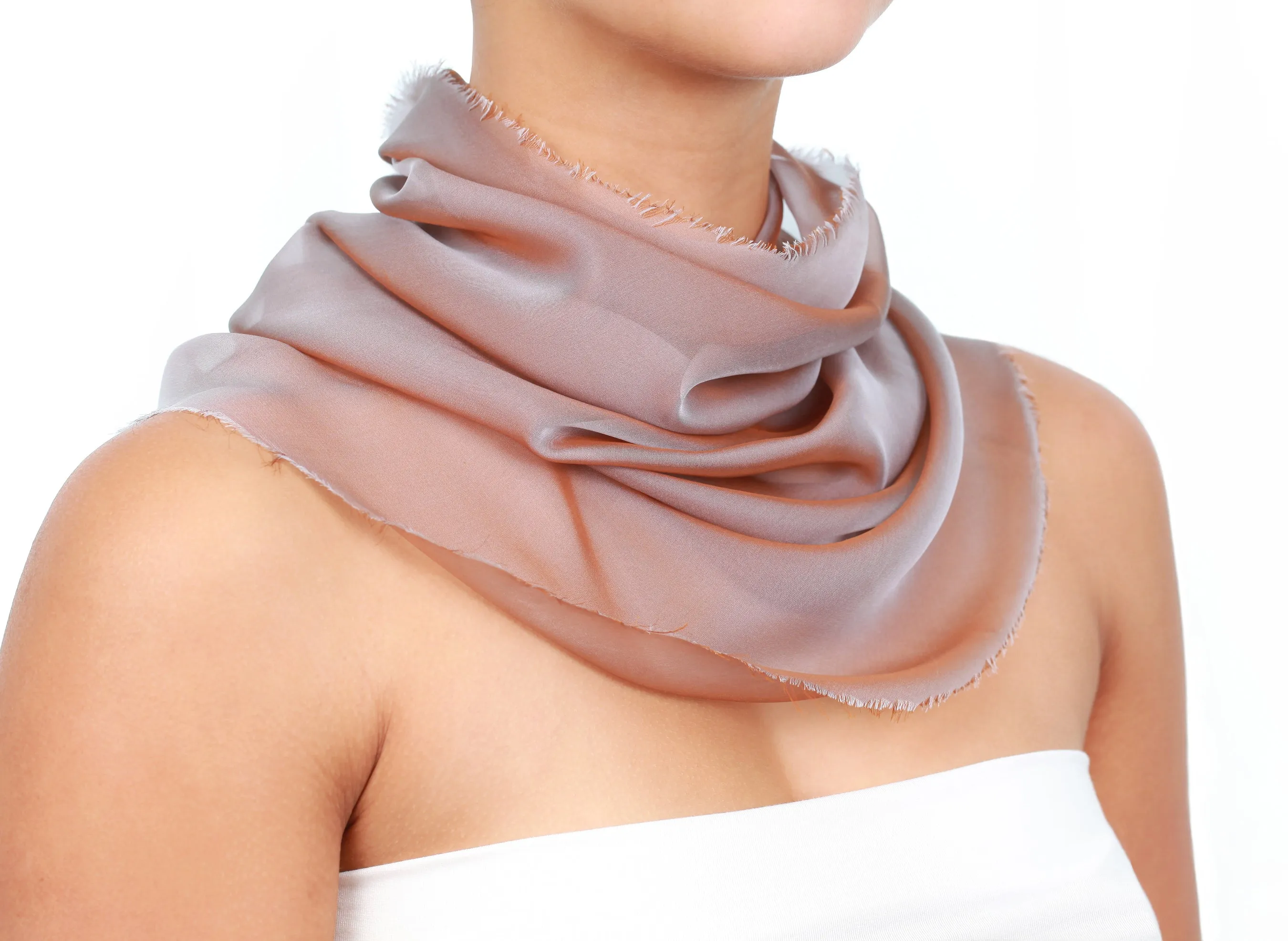 Iridescent Silk Chiffon Wrap in Blush