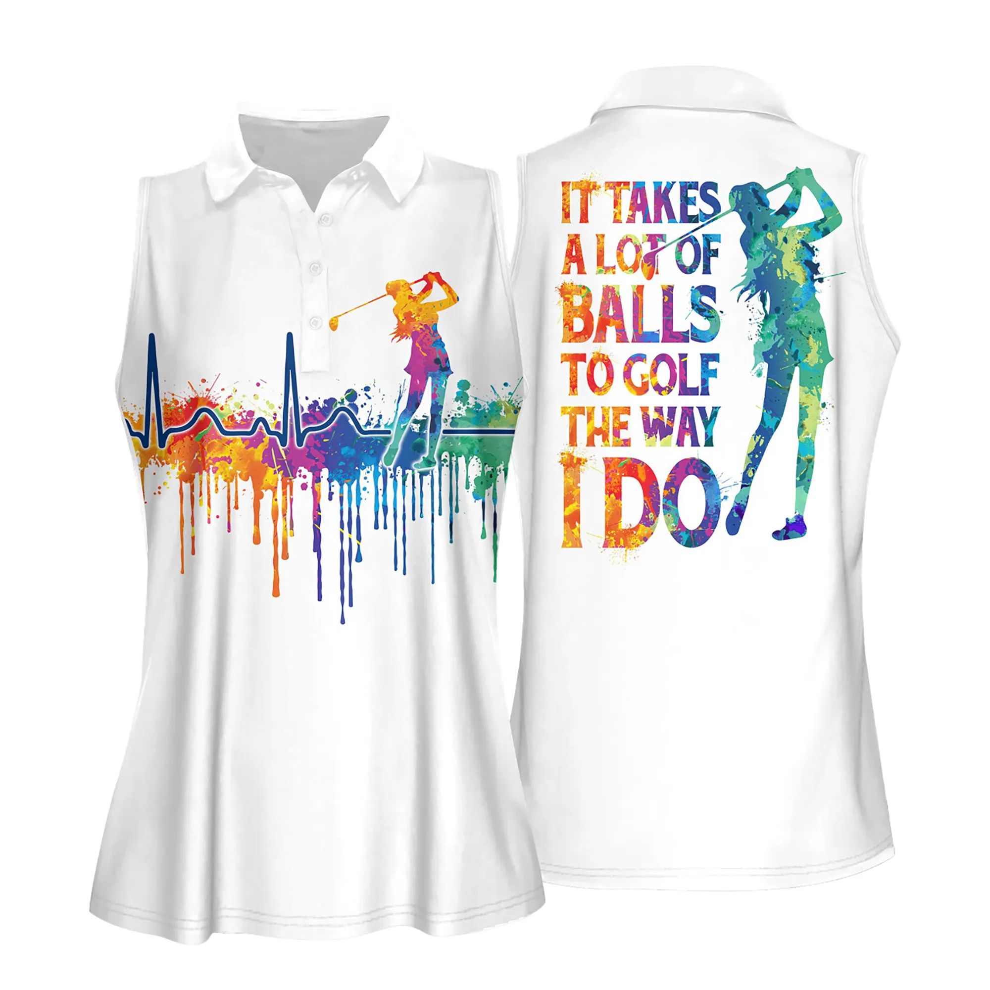 It Takes A Lot Of Balls To Golf The Way I Do Golf Women Short Sleeve Polo Shirt, Sleeveless Polo Shirt