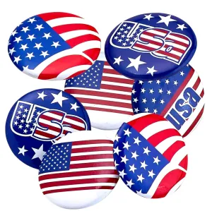 Kicko USA Buttons - 96 Pack, Patriotic American Pins - Party Favors