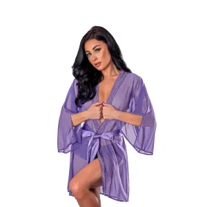 Magic Silk Sheer Passion Flutter Sleeve Robe Very Peri S/M