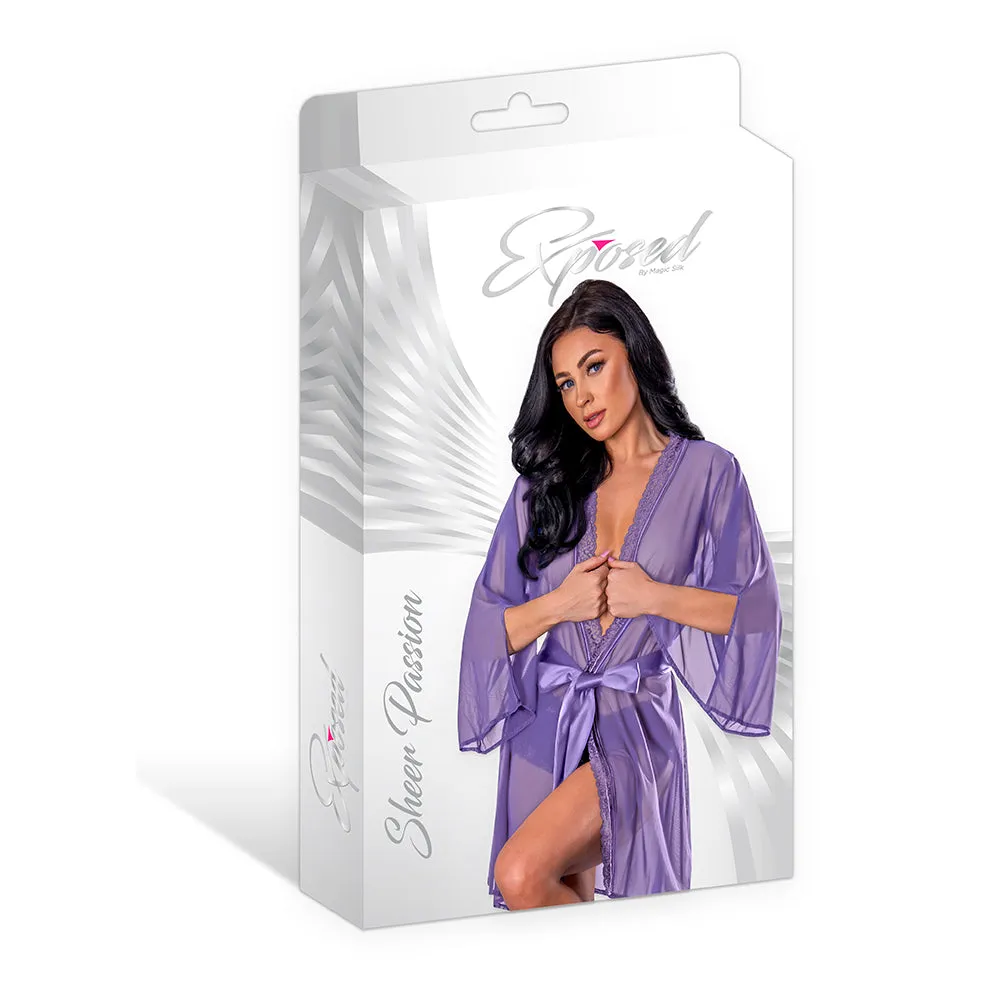 Magic Silk Sheer Passion Flutter Sleeve Robe Very Peri S/M