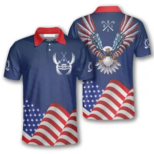 Patriotic American Flag Eagle Sports Style Custom Golf Polo Shirts for Men