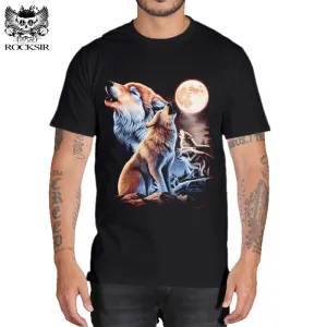 Rocksir 3d wolf t shirt mens brand Men's 3D Wolf Print t shirt Summer Short Sleeve Shirts Tops plus size Cotton Tees tops