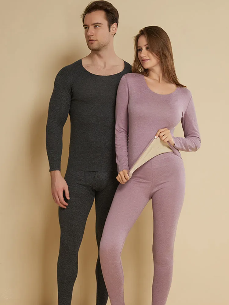 Seamless Warm Thermal Couple Silk Pajamas Set