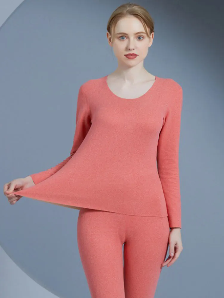 Seamless Warm Thermal Couple Silk Pajamas Set