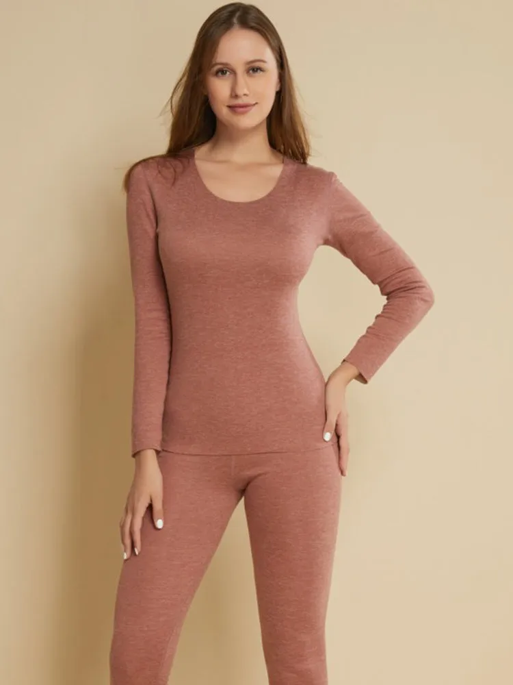 Seamless Warm Thermal Couple Silk Pajamas Set