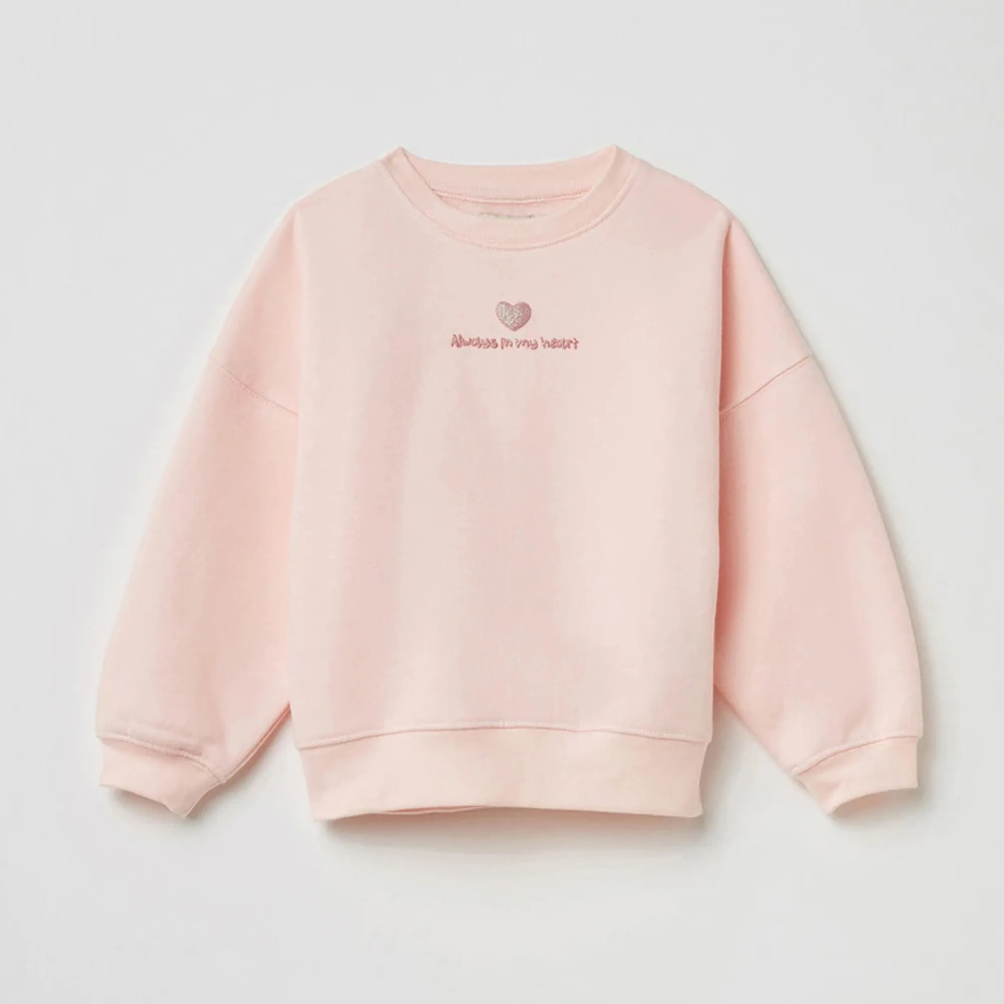 SF - Kids 'Pink' Premium Quality Always In My Heart Slogan Printed Fleece Sweatshirt SF708