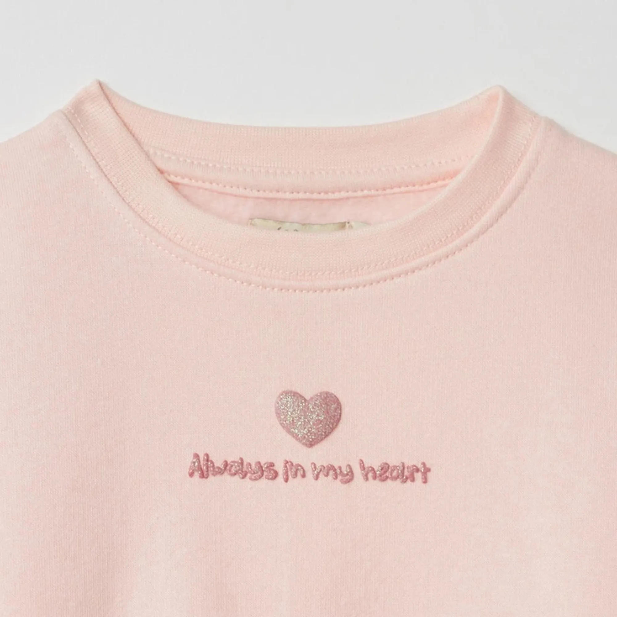 SF - Kids 'Pink' Premium Quality Always In My Heart Slogan Printed Fleece Sweatshirt SF708