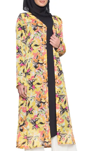 Sidali Lightweight Long Chiffon Duster - Floral - FINAL SALE