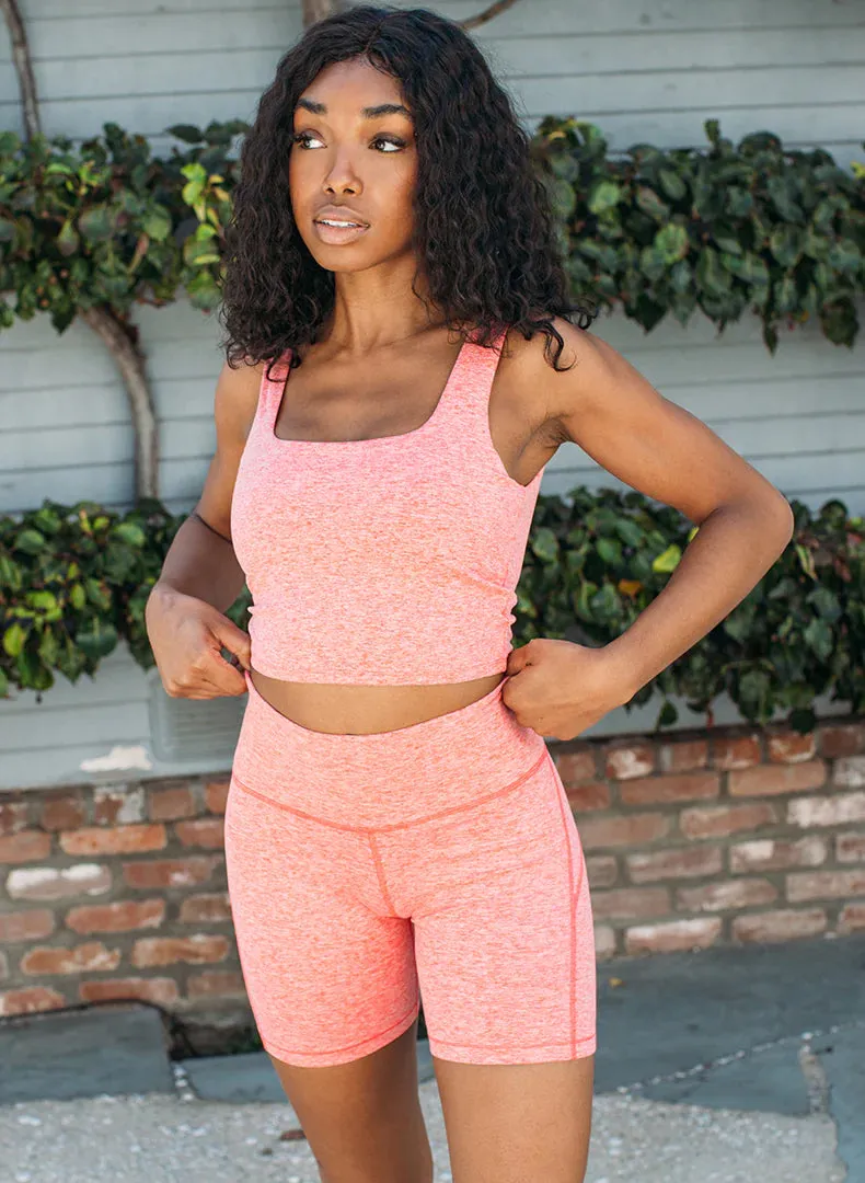 Square Neck Tank, Heather Coral Reef