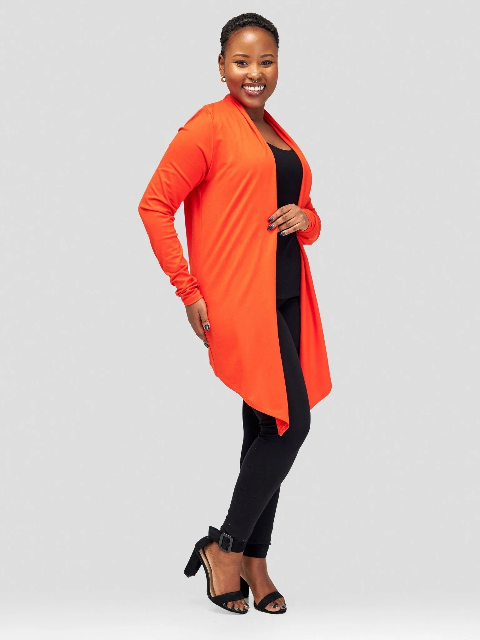 Vivo Basic Leila Long Sleeve Asymmetrical Waterfall - Orange