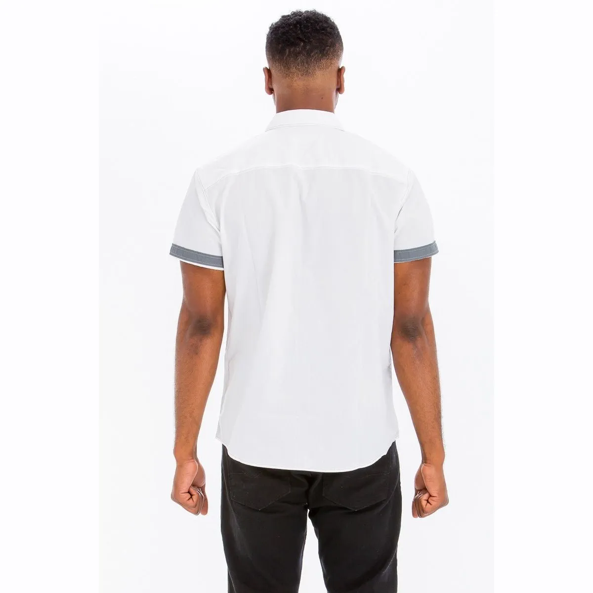 White Outline Stitch Two-Pocket Shirt