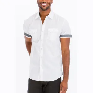 White Outline Stitch Two-Pocket Shirt