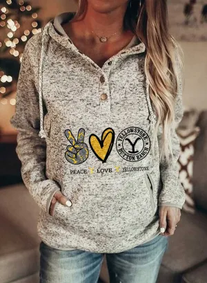 Women's Hoodies Letter Long Sleeve Daily Casual Pocket Drawstring Hoodie